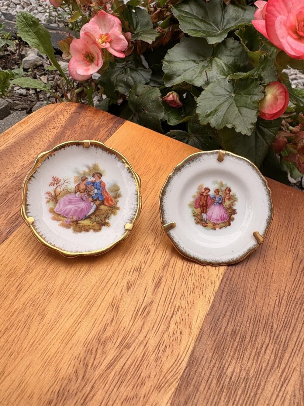 Vintage Limoges Miniature Plates Set of 2, Fragonard Courting Couple